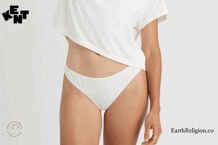 Woman dressed in sustainable highrise underwear and croptop from the brand Kent