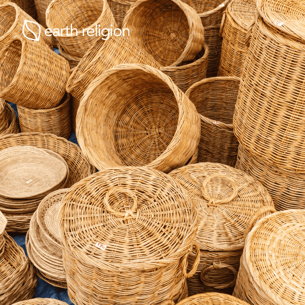 Bamboo weaved baskets in various sizes and shapes

