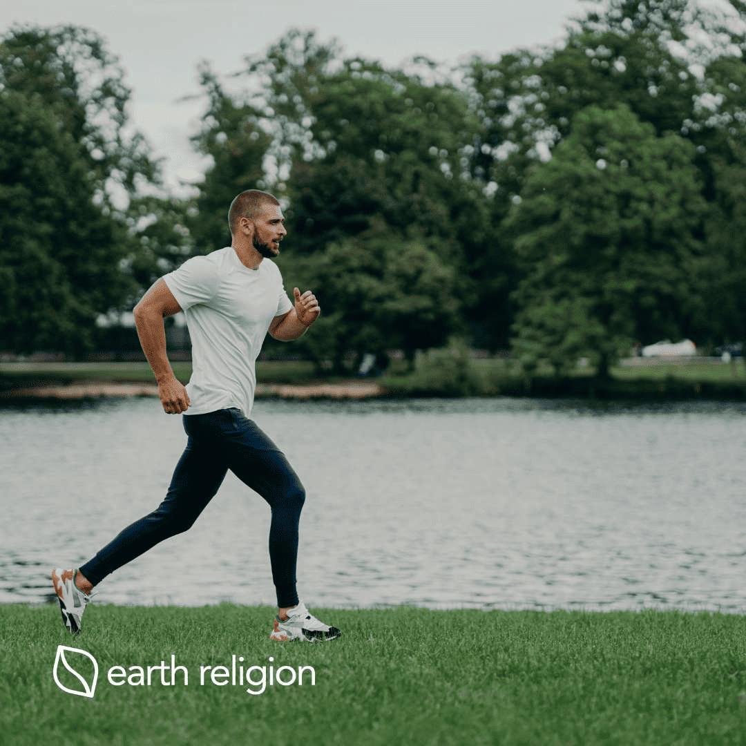 Man running in sustainable active wear