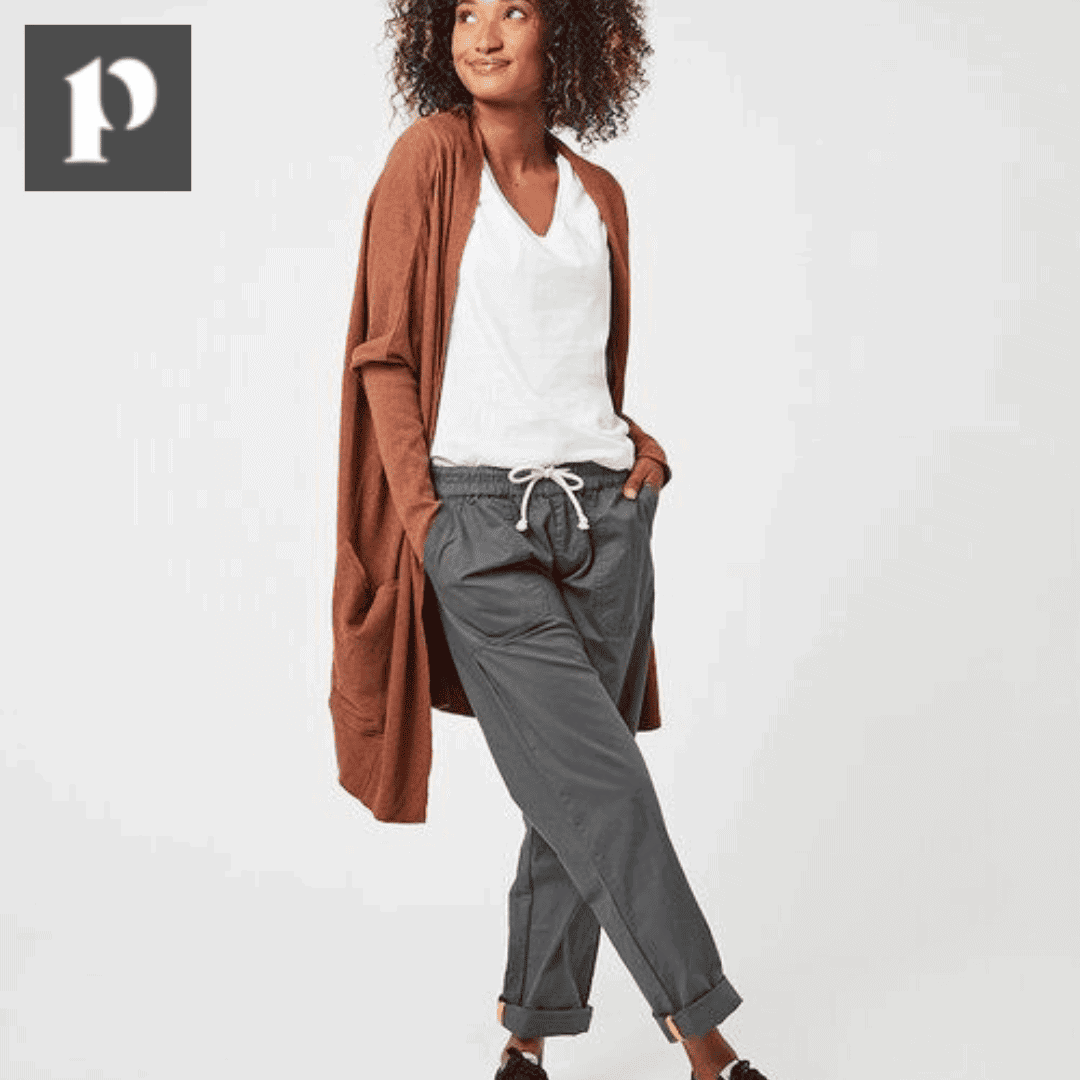 A woman in Pact clothing